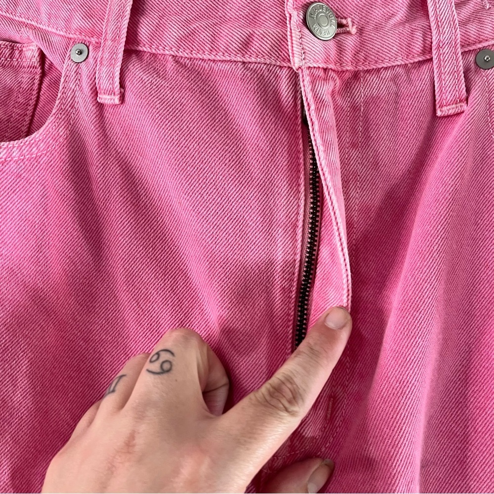 Madewell Baggy Straight Jeans: Garment Dyed Edition in Retro Pink - Picture 8 of 14